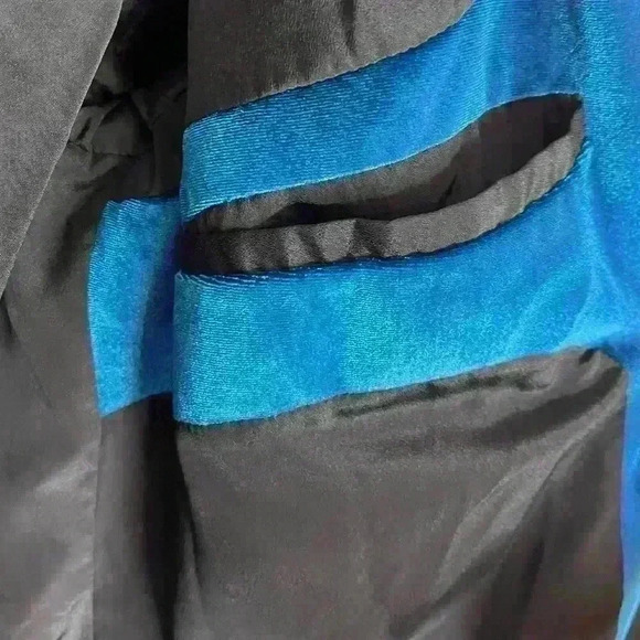 Self Portrait Blue Velvet Shawl Blazer Size Large - Picture 10 of 16